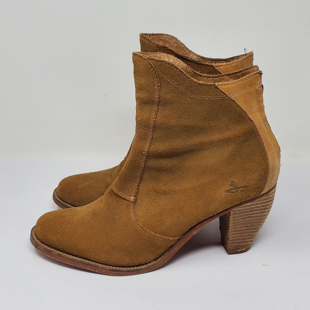 Anthropologie J Ranch 2 Tan Leather Booties Size 10 Good Condition